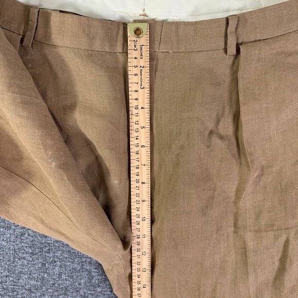 Vintage Polo Ralph Lauren Linen Pants Men 42x29 Brown Trousers Slacks Casual - Picture 11 of 15